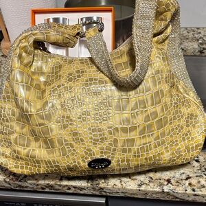 DXtouch Chic Gold Croc-Embossed Shoulder Bag - like new